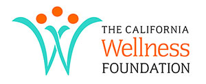 The California Wellness Foundation logo; a stylized cyan W with three orange dots overtop.