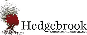 Hedgebrook logo, subtitled Women Authoring Change; the logo is of a woman’s face growing out of a tree.